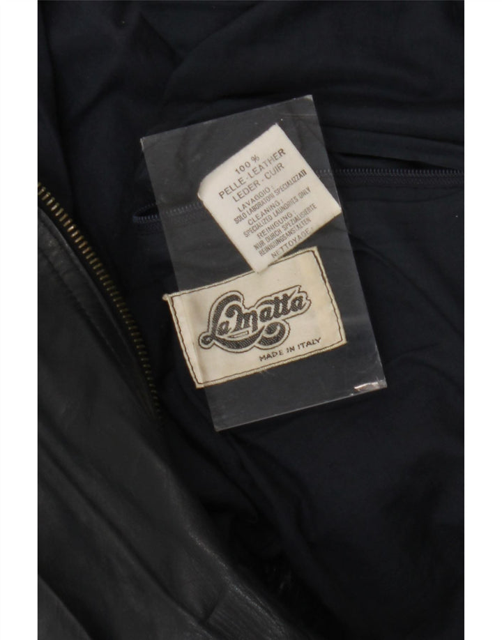 Jaqueta masculina de couro bomber La Matta Reino Unido 38 couro azul marinho médio