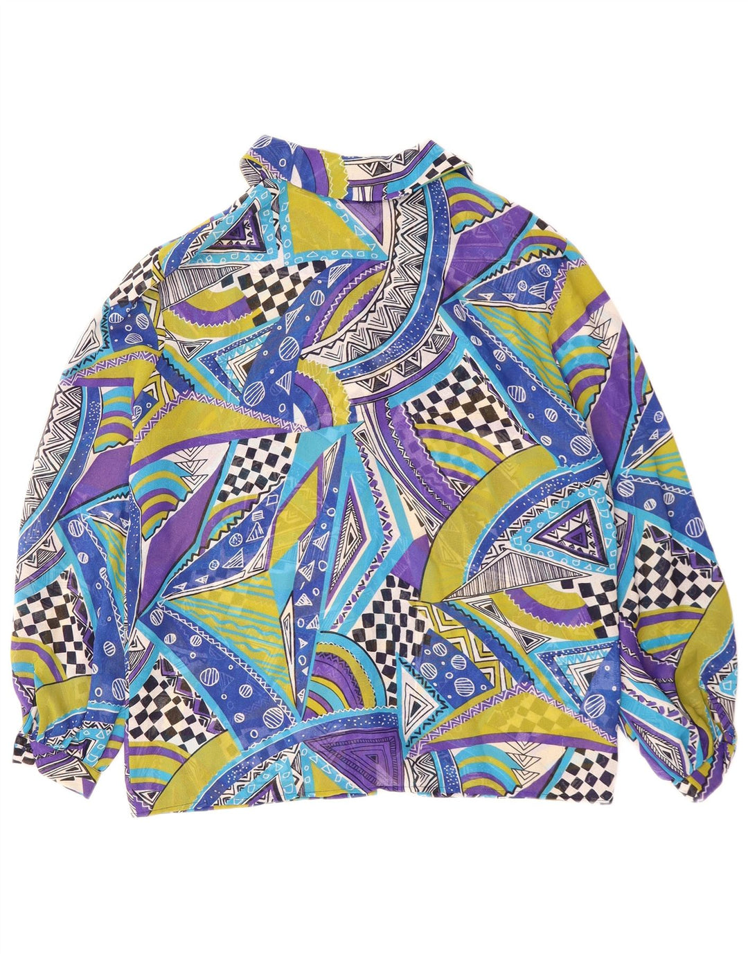 Blusa feminina VINTAGE IT 42 poliéster geométrico azul médio