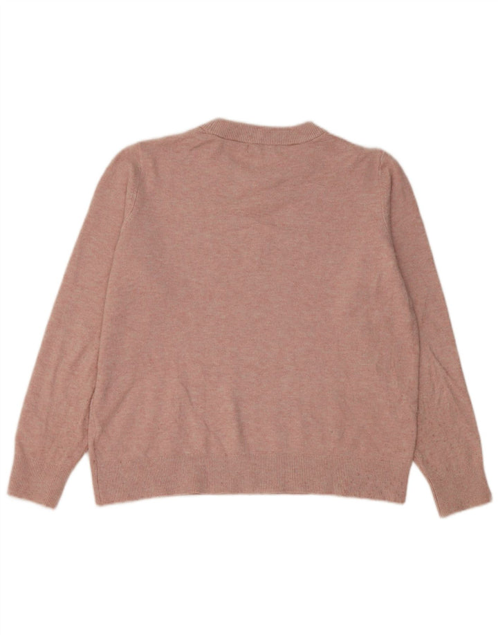 Suéter feminino Marks & Spencer com gola redonda Reino Unido 14 poliéster rosa médio