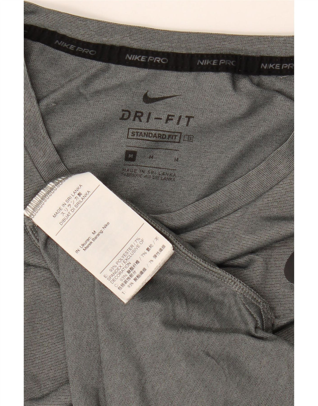 Camiseta masculina NIKE Dri Fit Standard Fit Top cinza médio poliéster