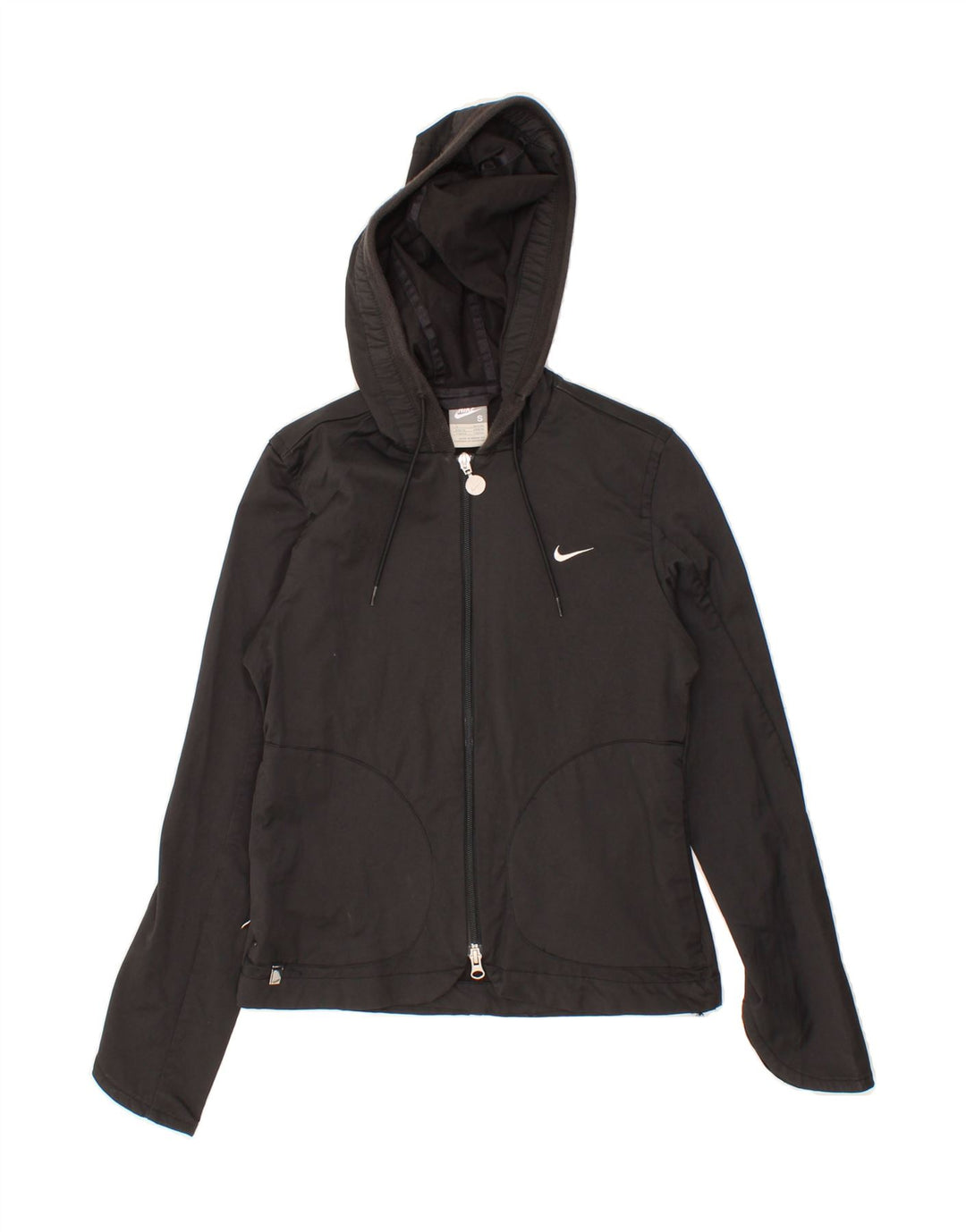NIKE Womens Zip Hoodie Sweater UK 8/10 Small Black Cotton Vintage Nike and Second-Hand Nike from Messina Hembry 
