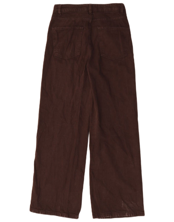 Marks & Spencer Womens Wide Leg Jeans UK 10 Small W28 L29 Brown Cotton