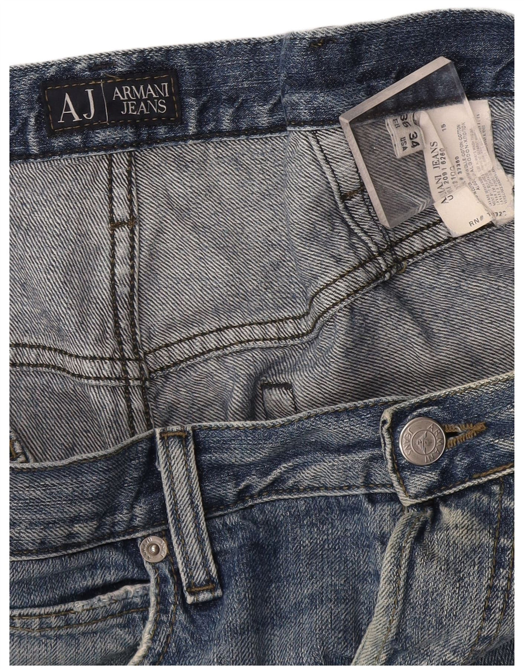 Calça jeans reta masculina Armani W36 L34 algodão azul