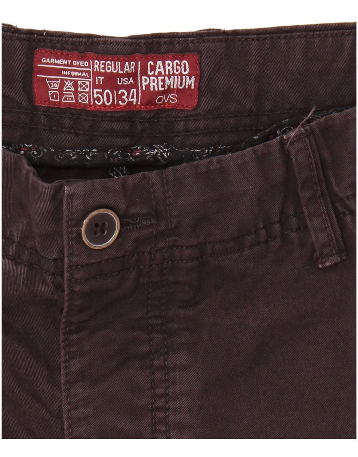 OVS Mens Regular Cargo Shorts IT 50 Grande W34 Algodão Marrom