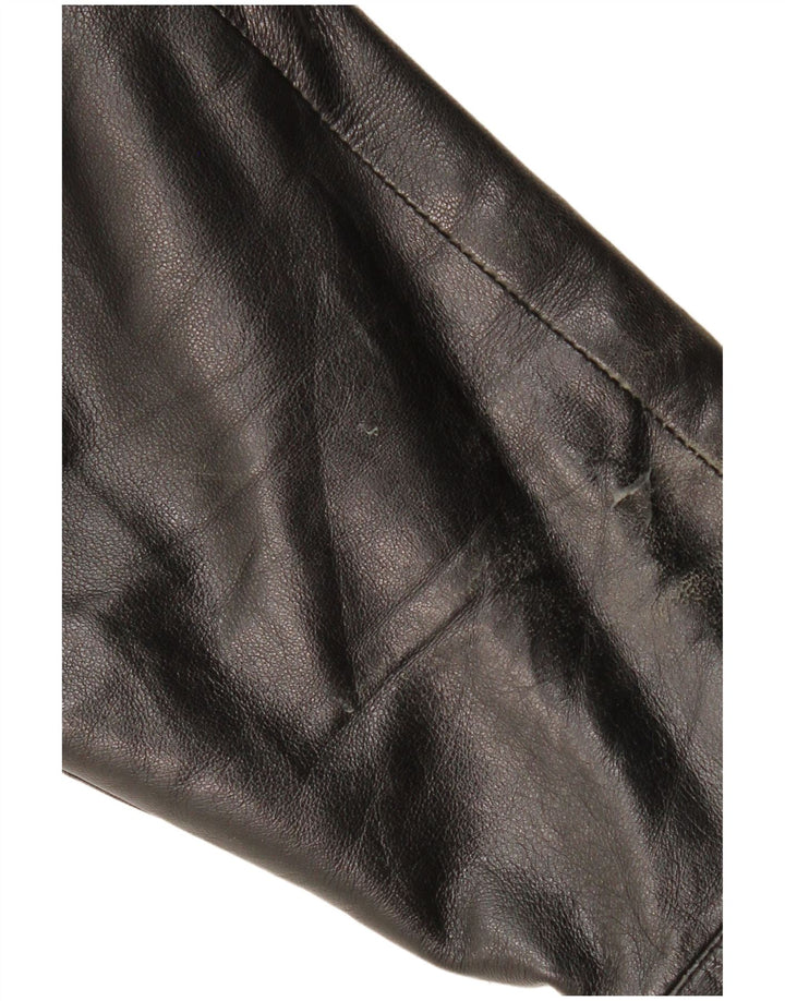 Jaqueta de couro militar masculina SCHILD Reino Unido 40 grande couro preto