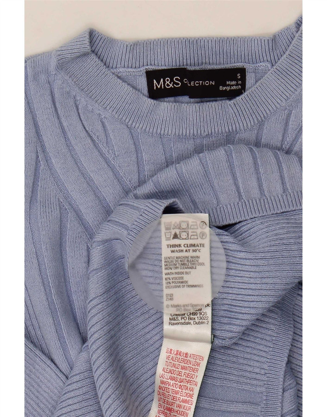 Suéter feminino Marks & Spencer com gola redonda Reino Unido 8 pequeno azul