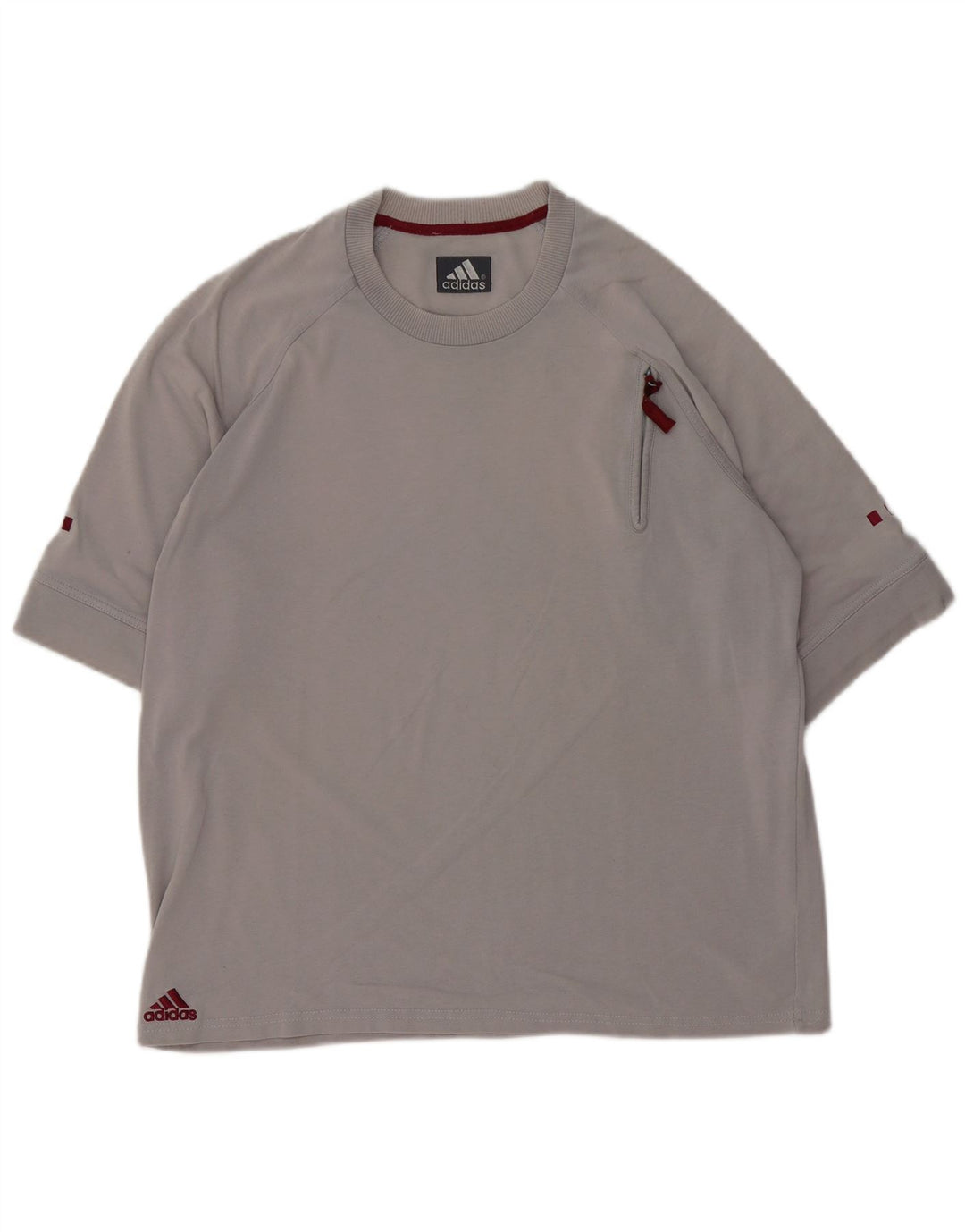 Adidas Mens Camiseta Top Grande Algodão Cinza
