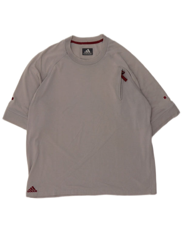 Adidas Mens Camiseta Top Grande Algodão Cinza