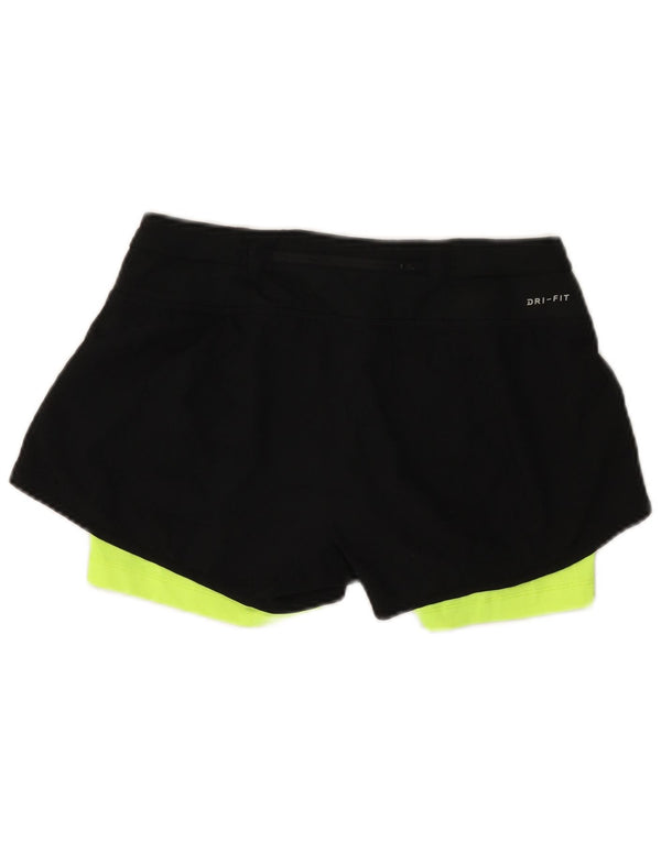 Shorts esportivos femininos Nike Dri Fit UK 10 pequenos pretos