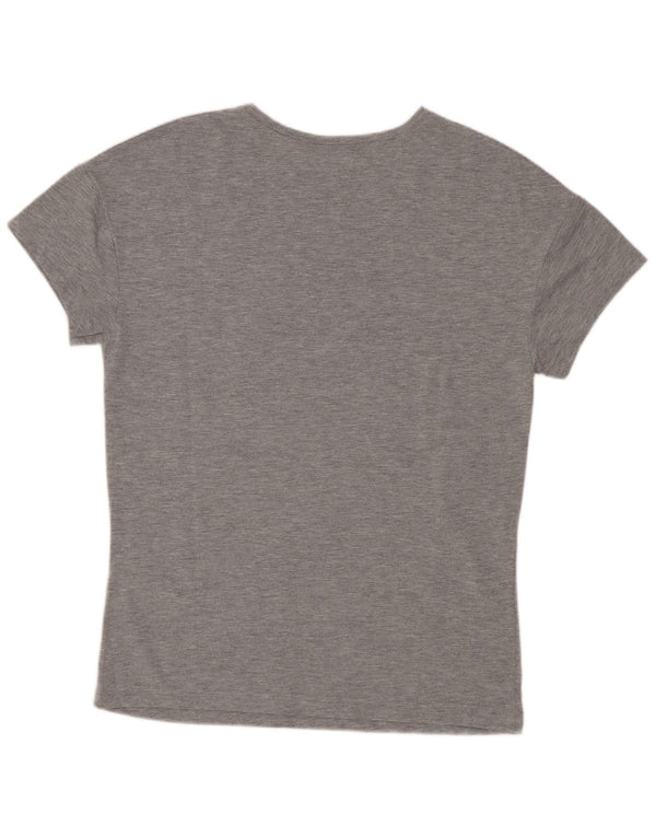 Camiseta feminina gráfica Zara Top UK 10 poliéster manchado cinza pequeno