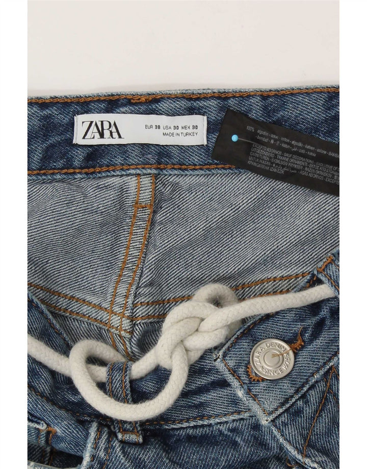 Zara Shorts jeans masculino desgastado UE 38 pequeno W30 algodão azul