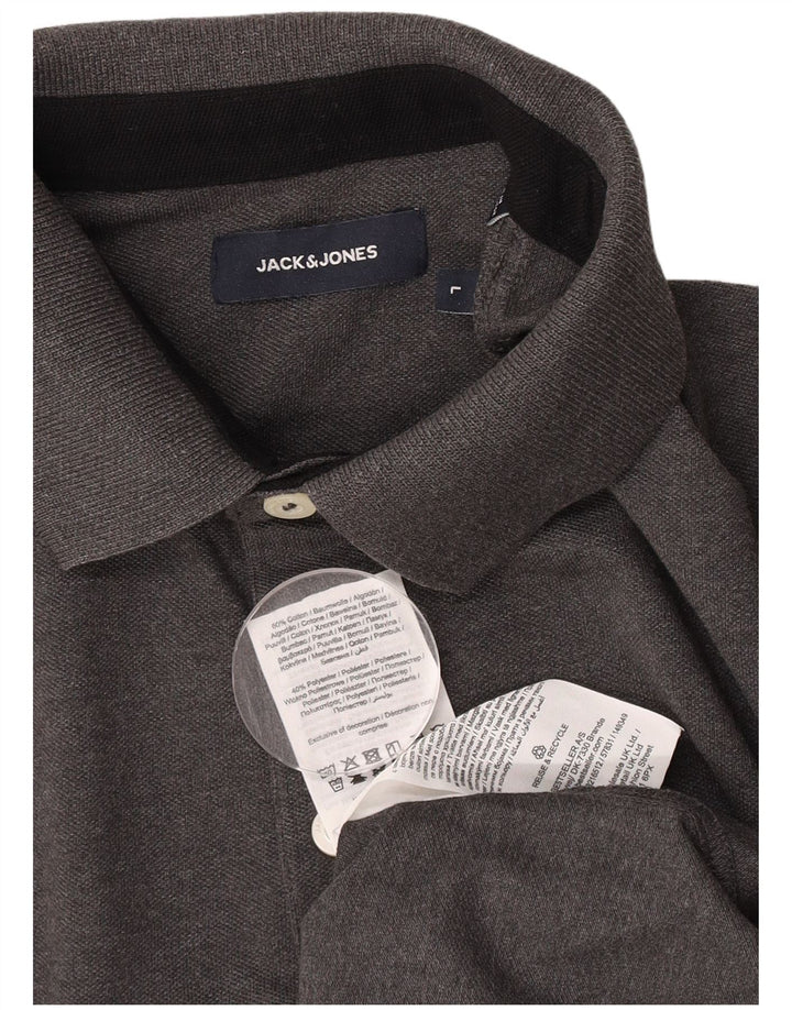 Camisa polo masculina Jack & Jones grande algodão cinza