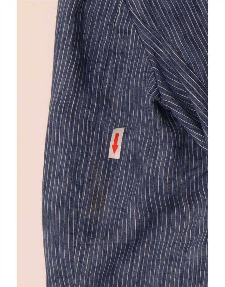 Jaqueta blazer feminina Zara com 1 botão Reino Unido 18 XL azul risca de giz poliéster