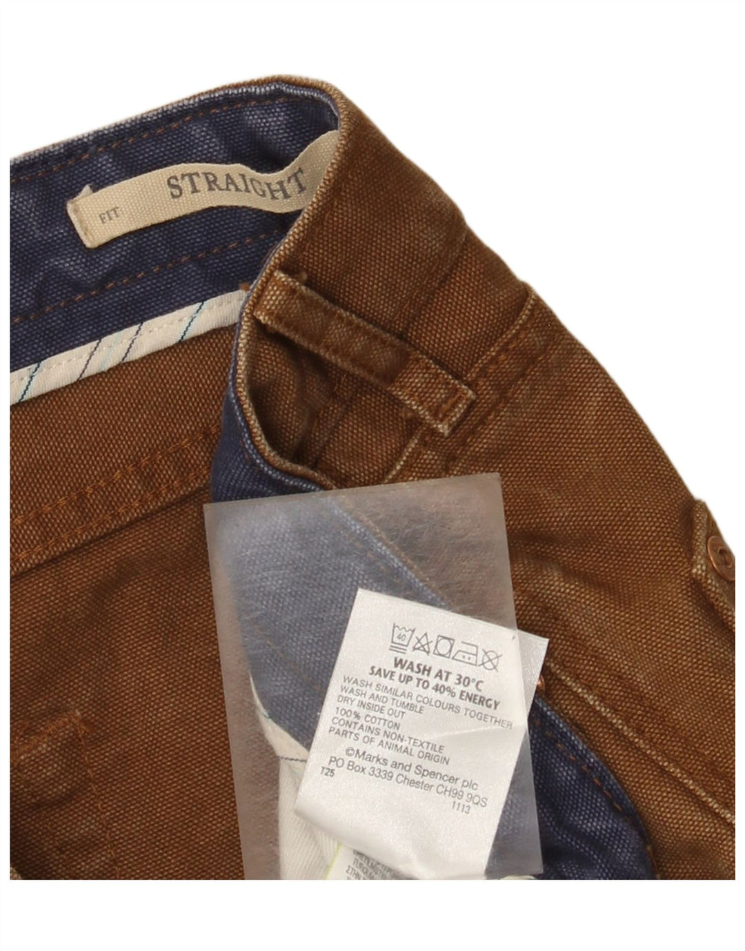 Jeans retos masculinos Marks & Spencer W32 L29 algodão marrom