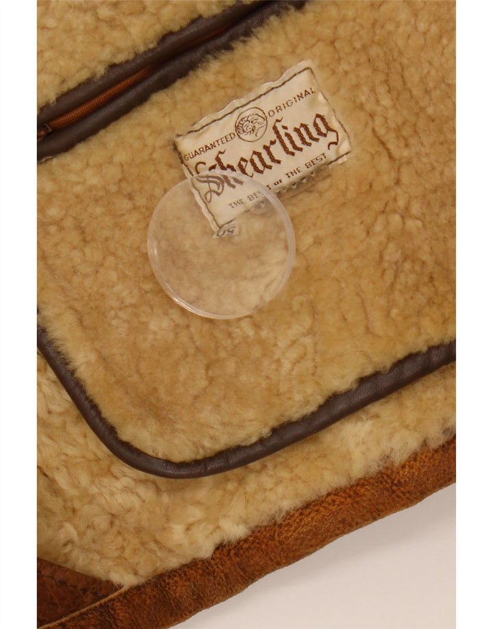 Jaqueta masculina VINTAGE com capuz e shearling IT 50 grande marrom shearling