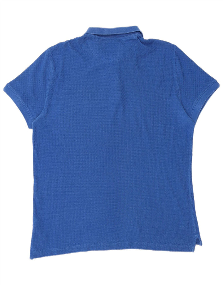 Camisa polo masculina Massimo Dutti grande algodão azul