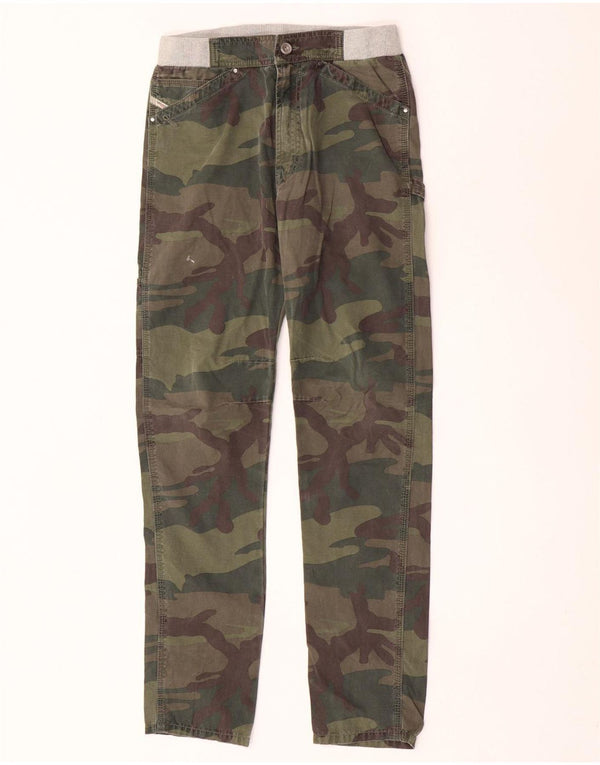 Diesel Meninos Calças Cargo Retas 12-13 Anos W26 L28 Camuflagem Cáqui