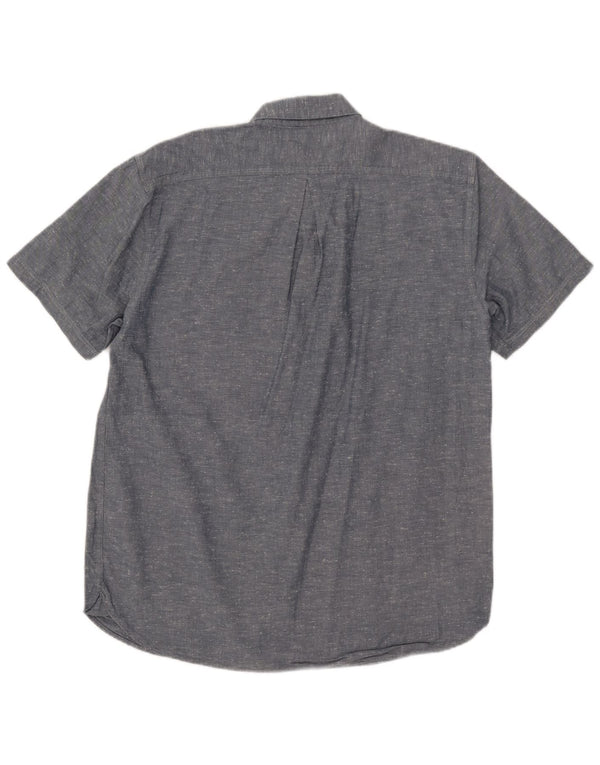 Camisa masculina de manga curta Barbour grande algodão manchado cinza