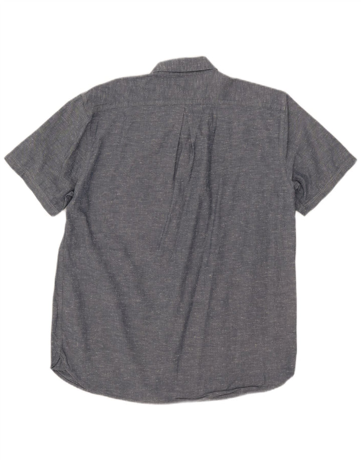 Camisa masculina de manga curta Barbour grande algodão manchado cinza