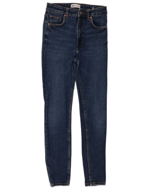 Zara Jeans skinny feminino de cintura alta UE 38 pequeno W28 L27 algodão azul