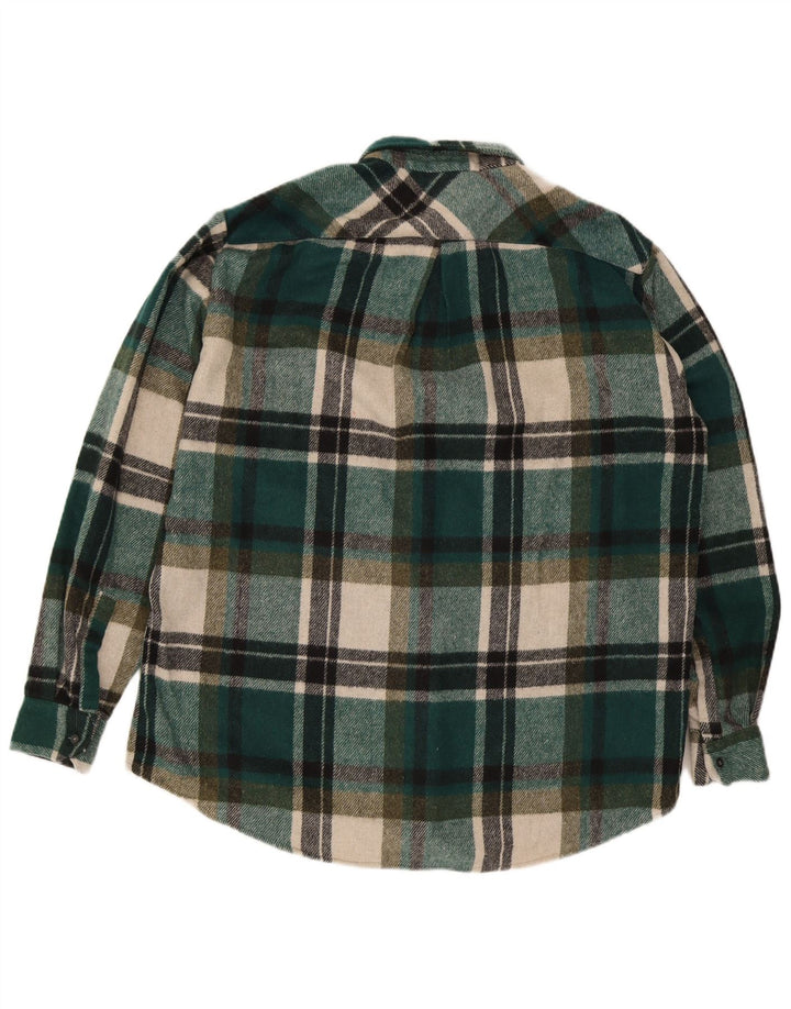 Camiseta masculina vintage XL de lã xadrez verde