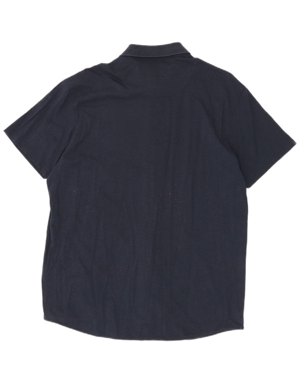 Camisa masculina de manga curta de ajuste regular Harmont & Blaine 3XL algodão azul marinho