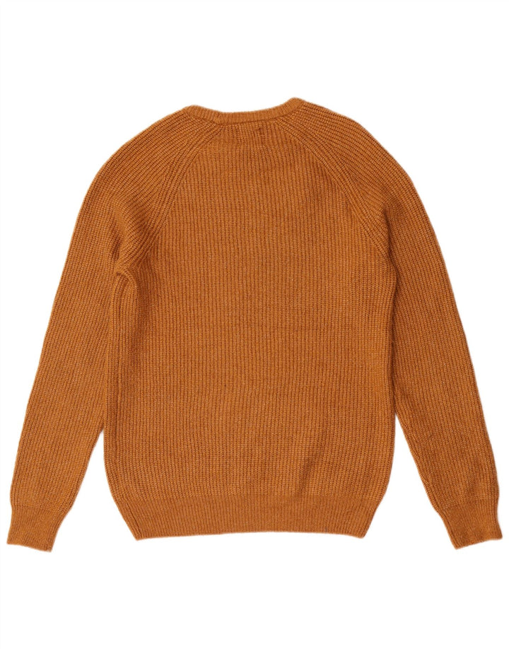 Suéter masculino Marks & Spencer com gola canoa, pequeno, marrom, poliamida
