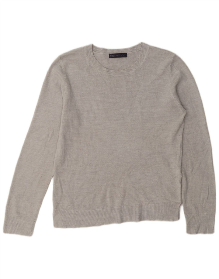 Suéter feminino Marks & Spencer com gola redonda Reino Unido 12 cinza médio