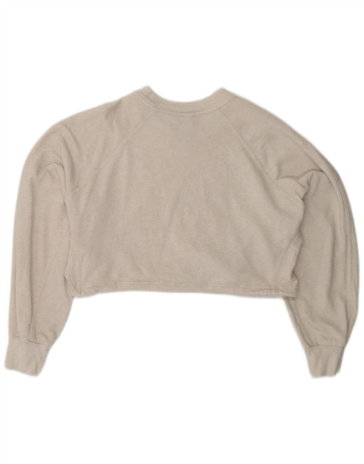 ADIDAS Womens Oversized Crop Sweatshirt Jumper Reino Unido 8/10 Pequeno Cinza Algodão