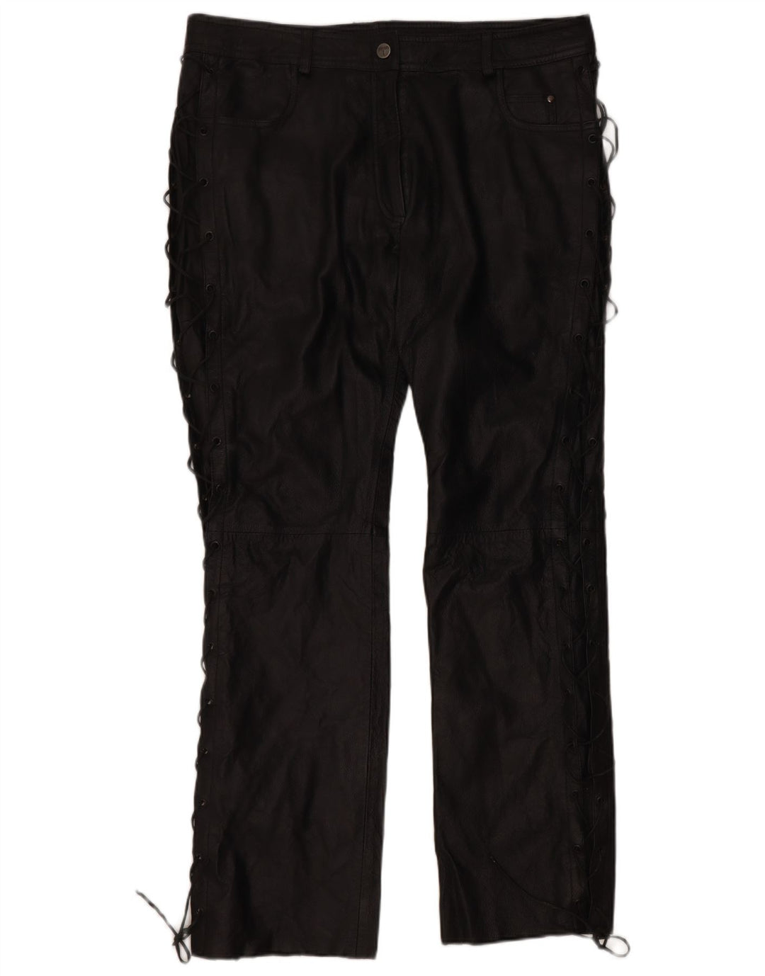 Calça feminina de couro reto HIGHWAY 1 EU 46 XL W38 L32 couro preto