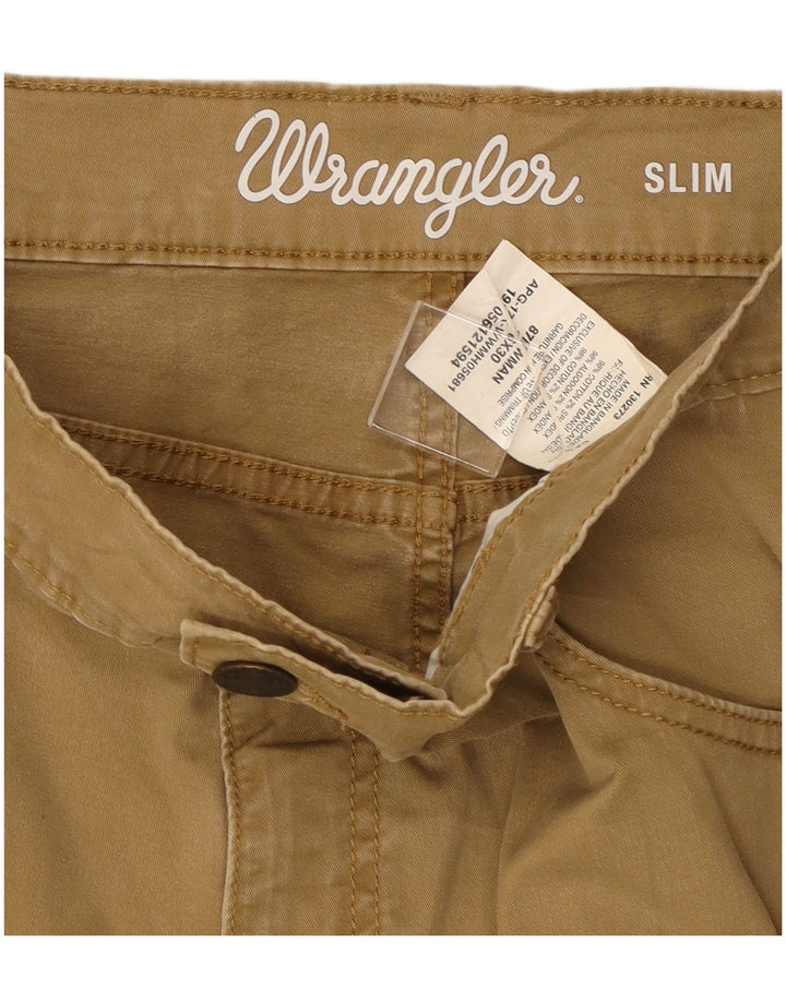 Wrangler Mens Slim Fit Chino Calças W36 L30 Algodão Bege