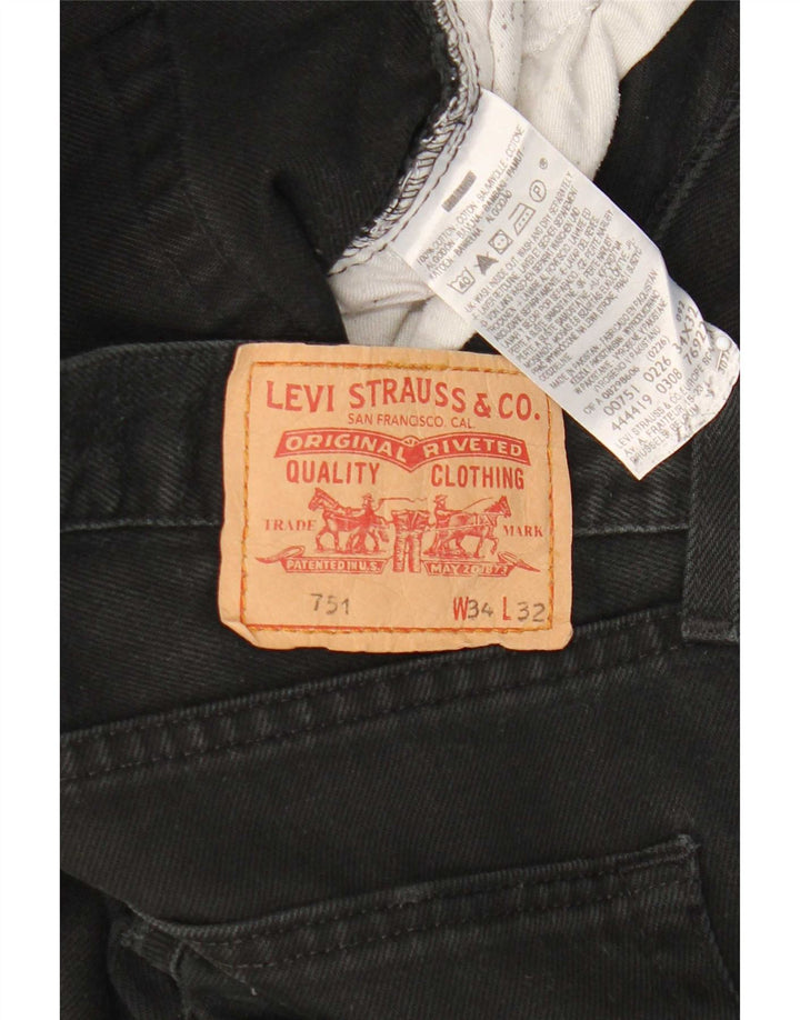 Calça jeans masculina Levi's 751 Straight W34 L32 algodão preto