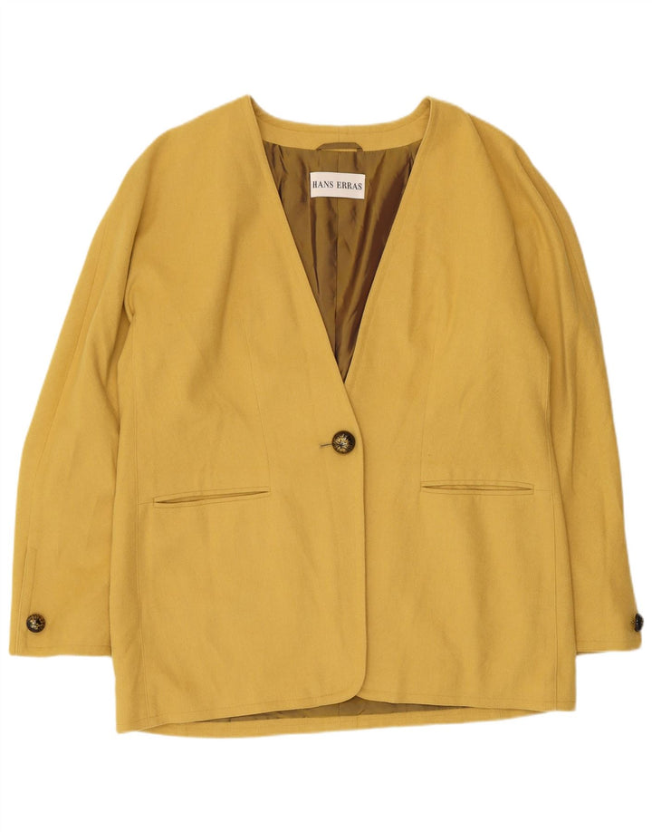 Jaqueta blazer feminina vintage com 1 botão IT 44 lã de cordeiro amarela média