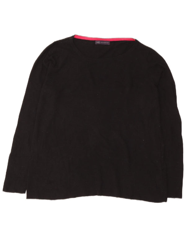 Suéter feminino Marks & Spencer com gola canoa Reino Unido 16 grande algodão preto