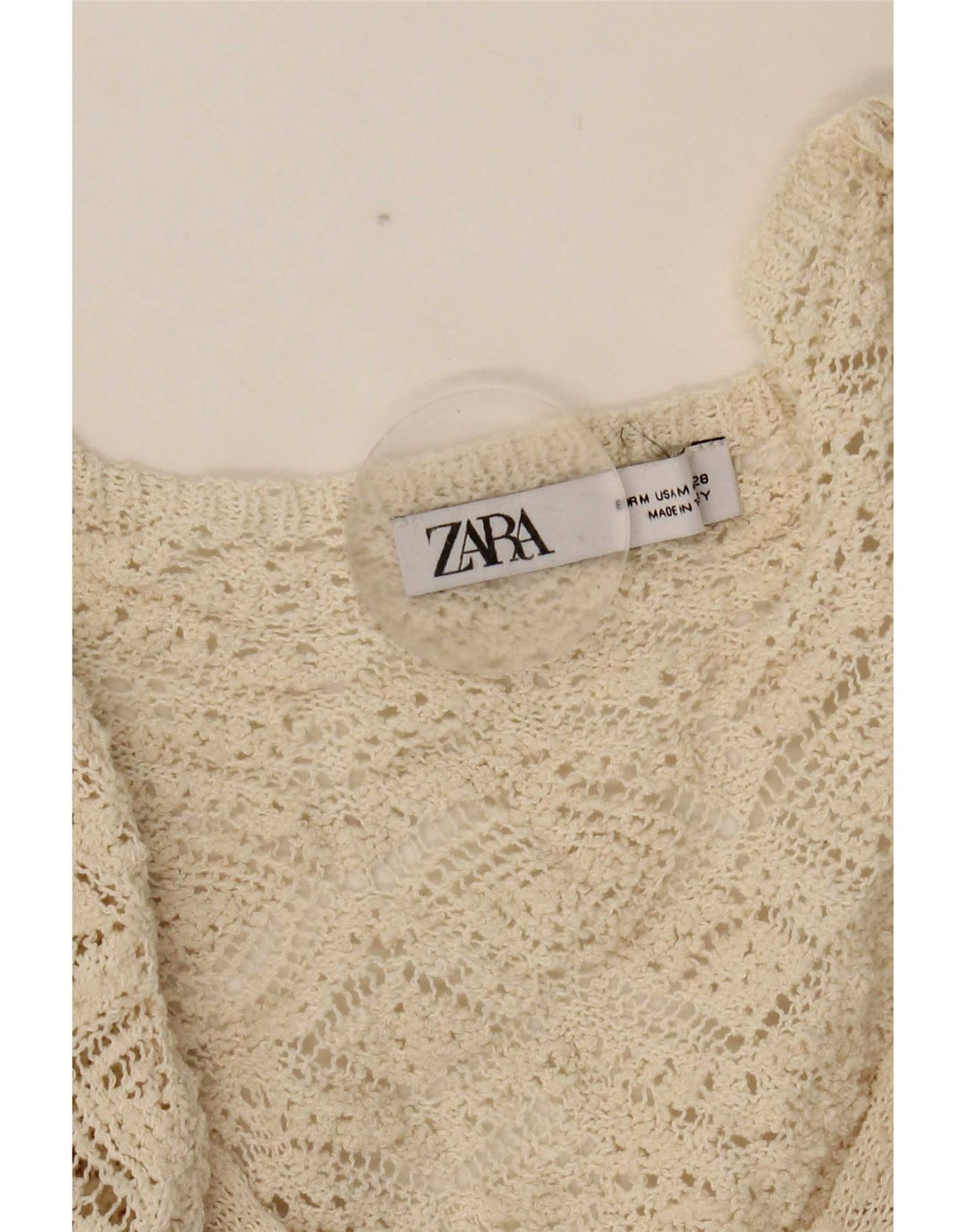 Zara Vestido feminino manga 3/4 Reino Unido 12 médio branco poliéster