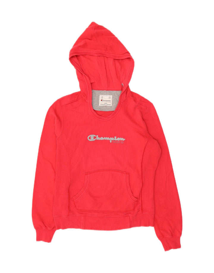CHAMPION Womens Heritage Classics Graphic Hoodie Jumper UK 14 Medium Red