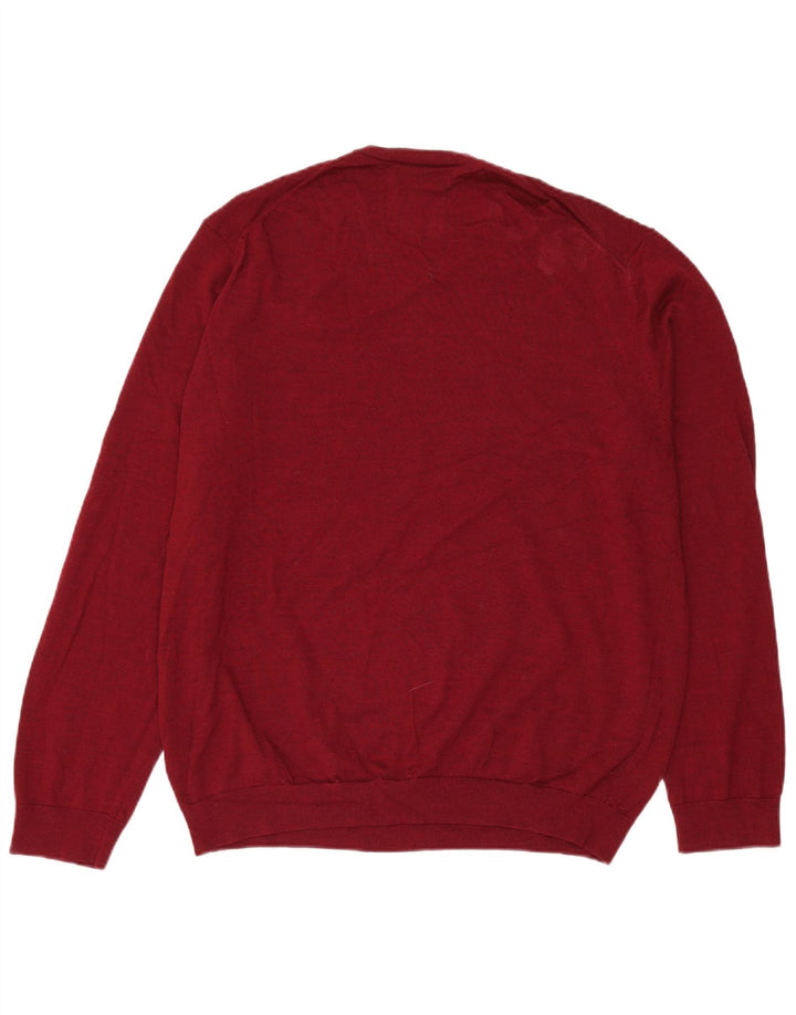Suéter masculino Marks & Spencer com gola redonda XL lã Merino vermelha