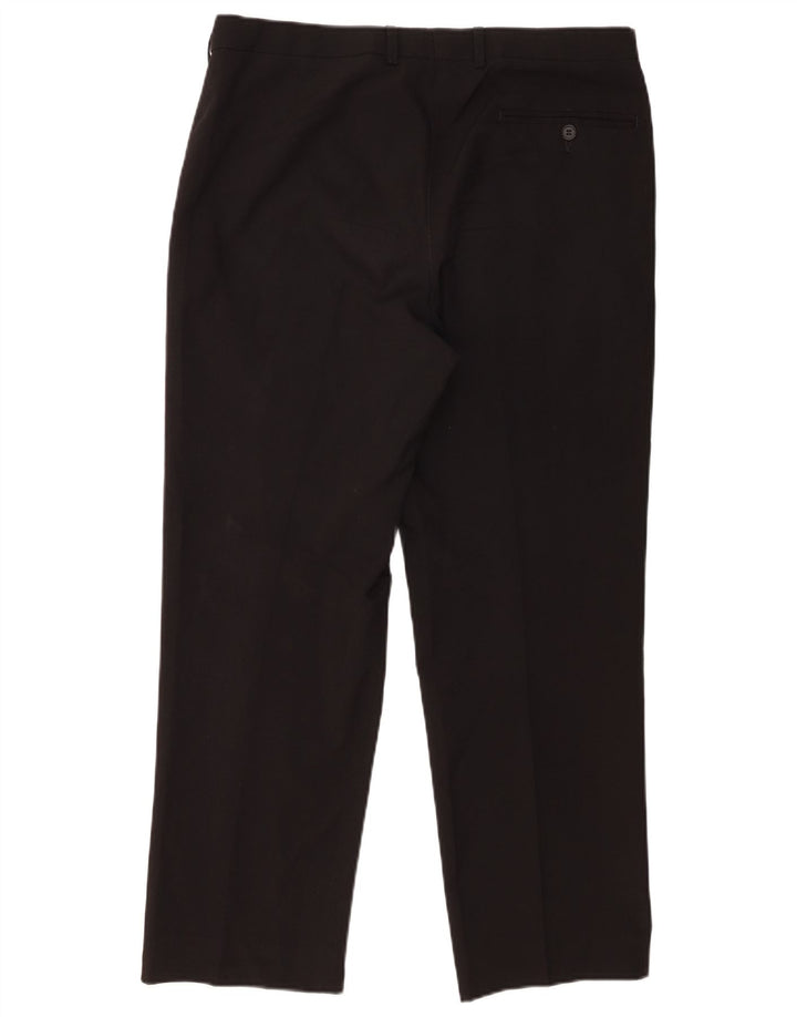 Calça masculina de ajuste regular Marks & Spencer W34 L27 poliéster preto