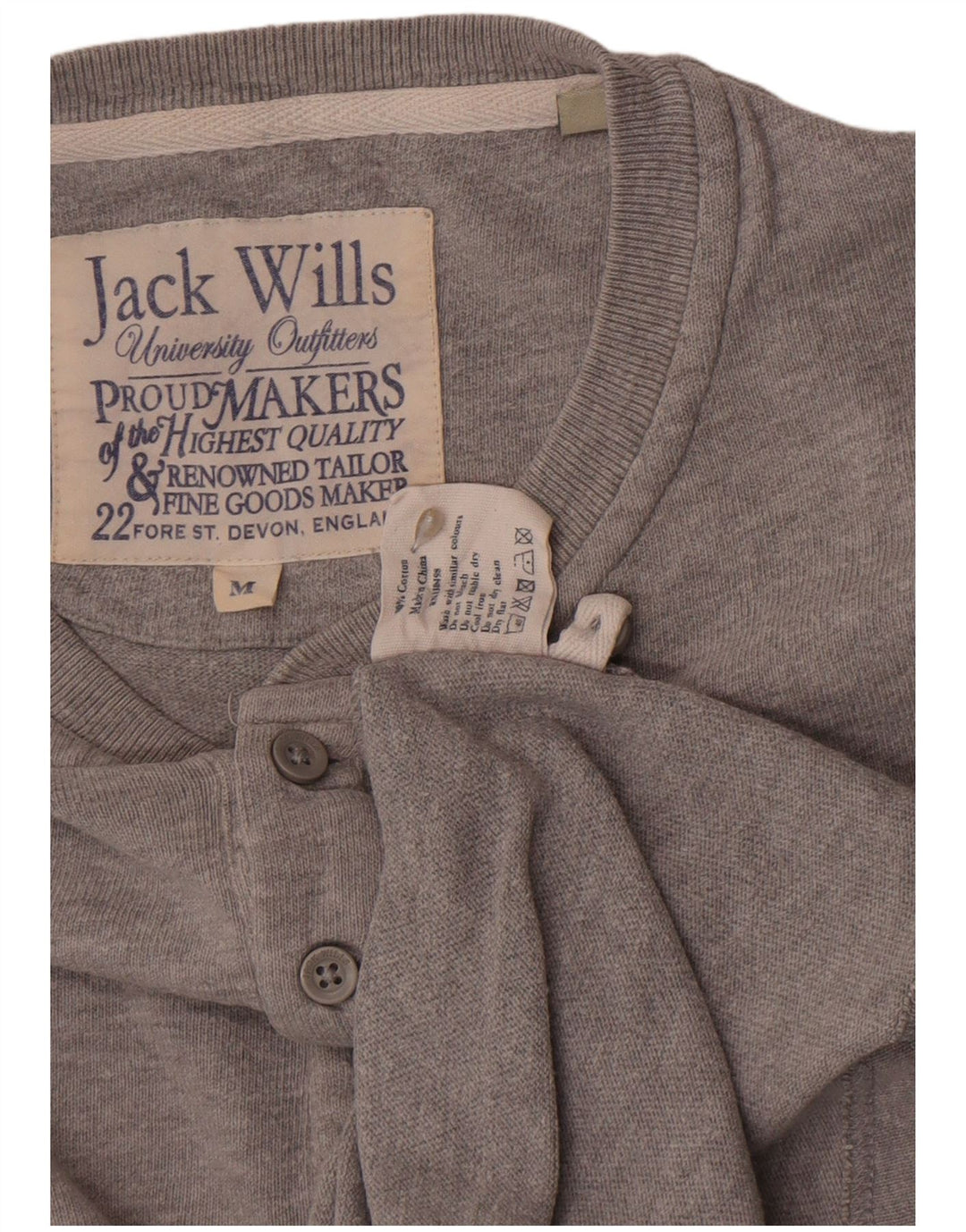 Jack Wills Top masculino de manga comprida de algodão cinza médio