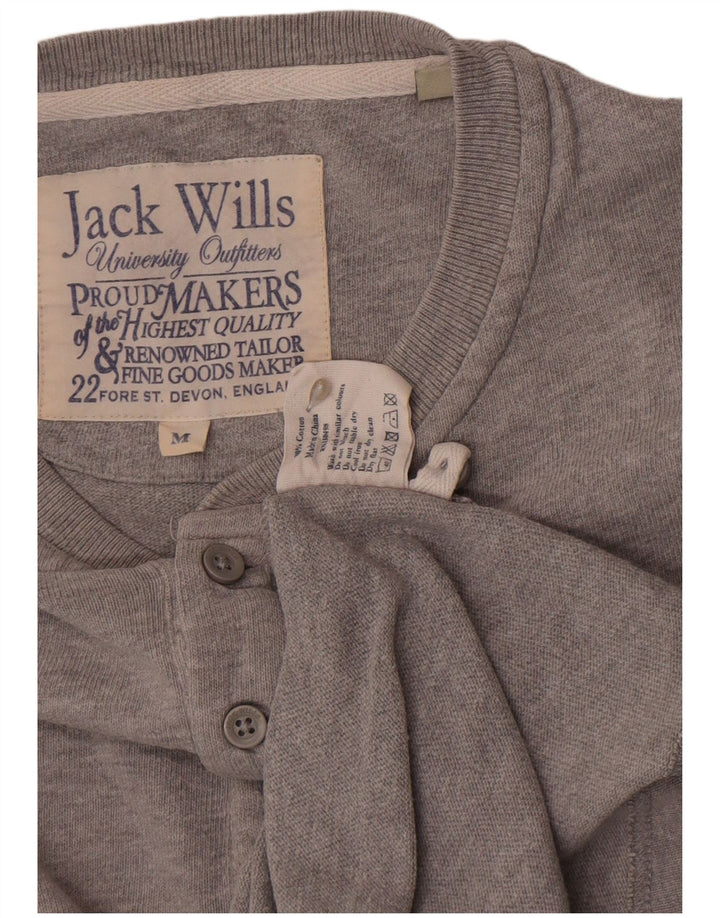 Jack Wills Top masculino de manga comprida de algodão cinza médio