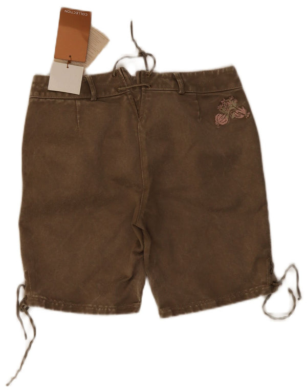 Shorts casuais femininos Kruger UK 10 pequenos W30 cáqui algodão floral