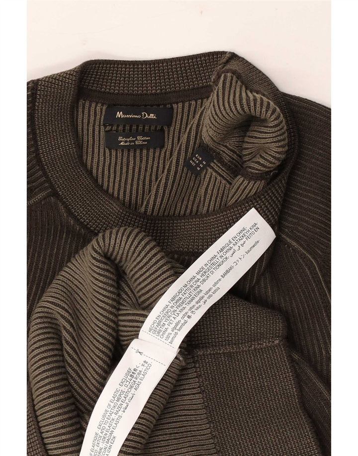 Suéter masculino Massimo Dutti com gola redonda, algodão marrom médio