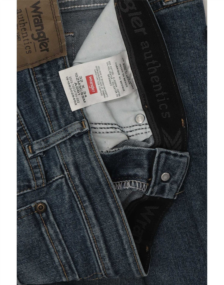 Wrangler Mens Straight Jeans W32 L34 Azul Algodão