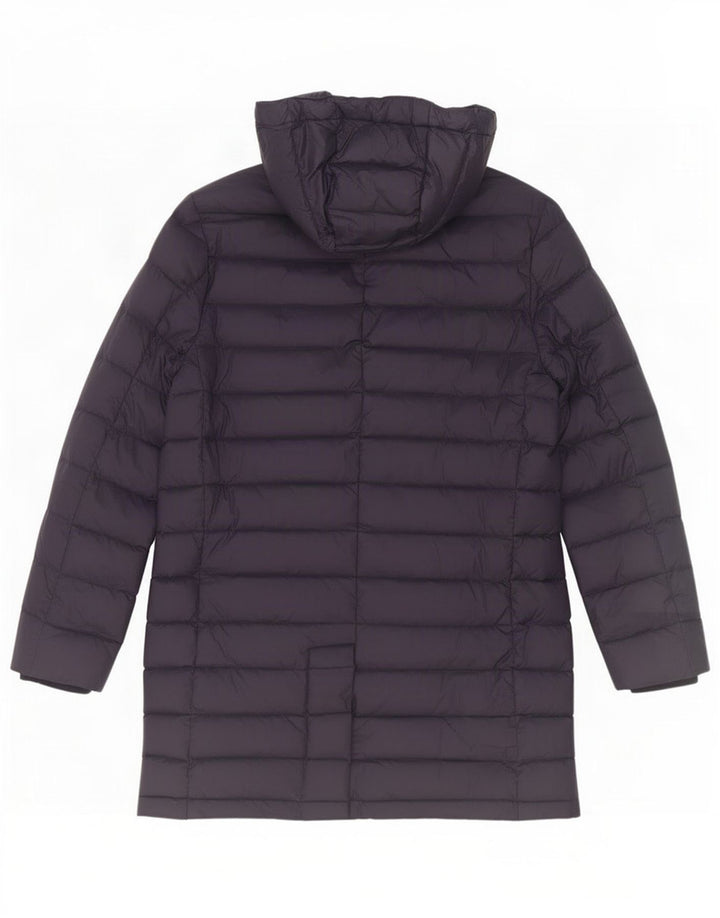 Casaco acolchoado com capuz feminino Massimo Dutti Reino Unido 14 médio azul marinho