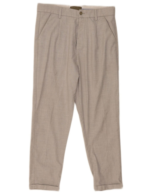 Zara Mens Tapered Suit Calças EU 38 Pequeno W30 L24 Cinza