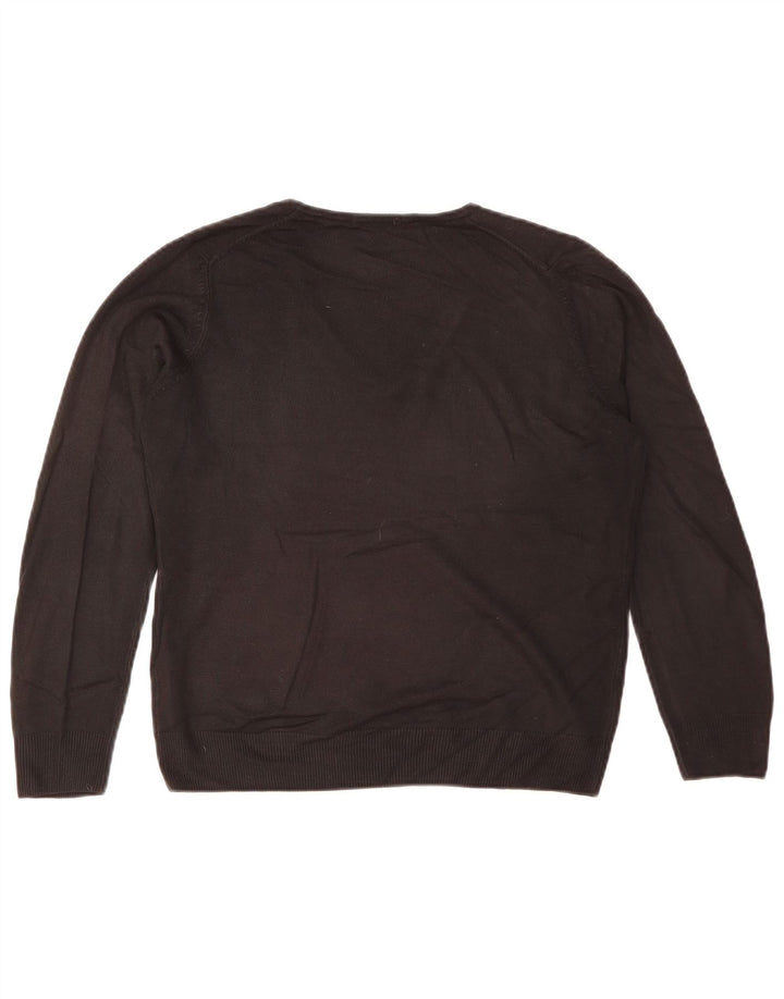 Suéter feminino Marks & Spencer com decote em V Reino Unido 12 acrílico preto médio