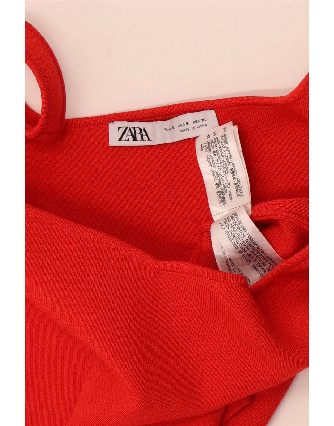 Zara Womens Crop Cami Top UK 8 Pequeno Poliéster Vermelho
