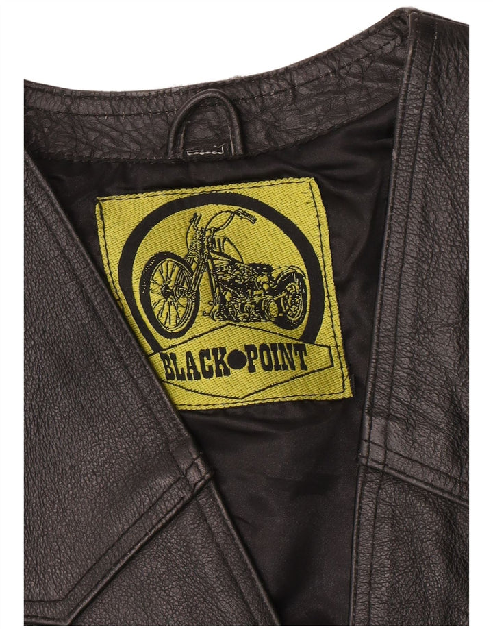 Colete de couro ocidental masculino vintage pequeno preto