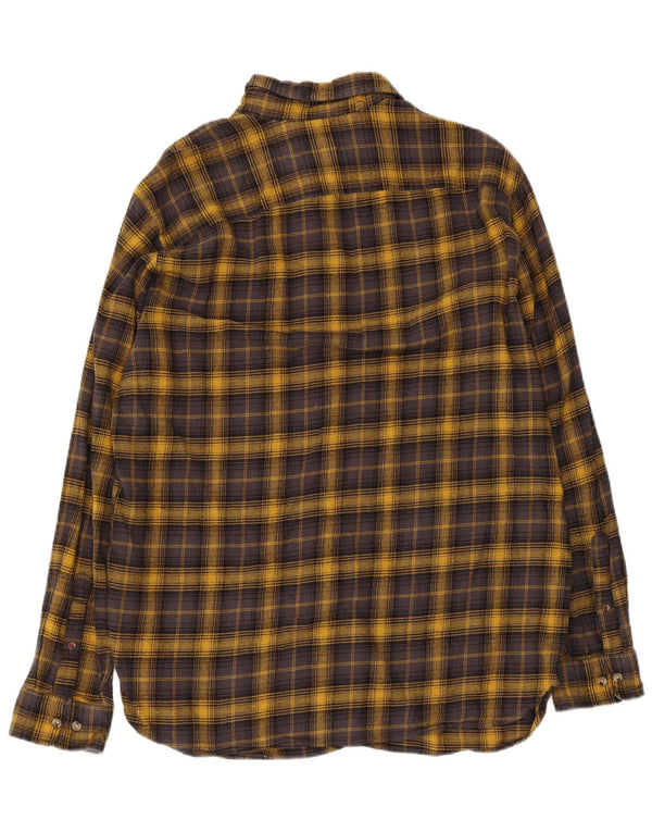 Camisa masculina de flanela premium Jack & Jones XL algodão xadrez amarelo