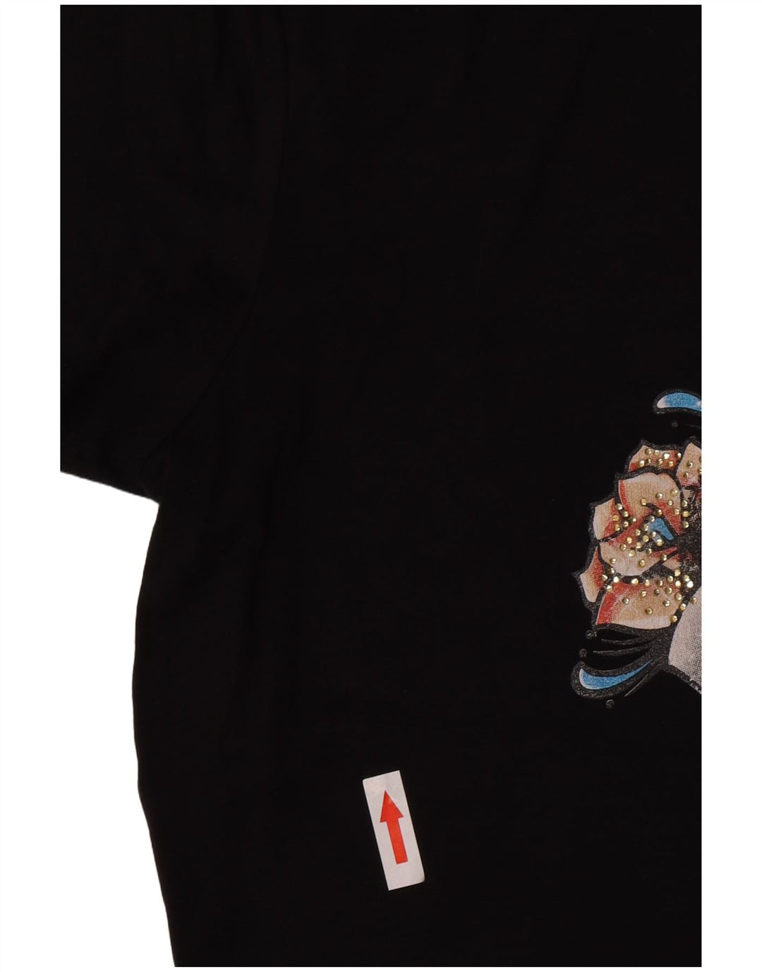 Camiseta feminina Liu Jo com estampa gráfica UK 12 viscose preta média
